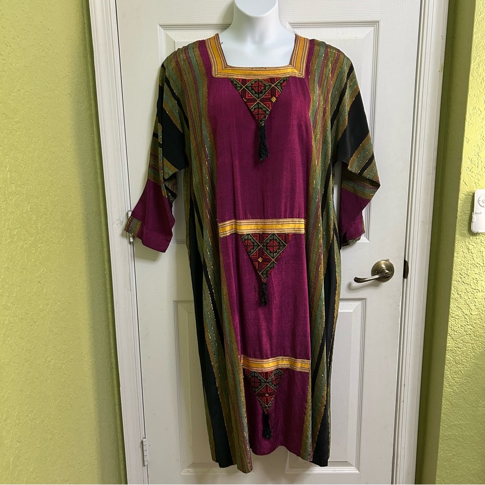 Dress Multi Color Long Sleeve Custom Made Party Holidays Celebration Sz Large